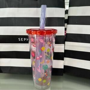 COSanrio Hello Kitty Tropical Pattern Plastic Boba Tumbler